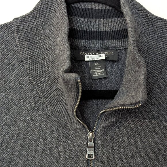 Banana Republic Men's Charcoal Gray Full Zip Knit Jacket. Size XL - Picture 2 of 3